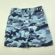 Load image into Gallery viewer, Boys M &amp; Co Baby, blue camo print cotton shorts, elasticated, GUC, size 000,  