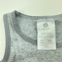 Load image into Gallery viewer, unisex Dymples, grey ribbed cotton singletsuit, GUC, size 000,  