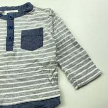 Load image into Gallery viewer, Boys Topomini, grey stripe long sleeve henley top, GUC, size 0,  