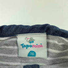 Load image into Gallery viewer, Boys Topomini, grey stripe long sleeve henley top, GUC, size 0,  