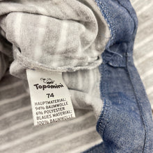 Load image into Gallery viewer, Boys Topomini, grey stripe long sleeve henley top, GUC, size 0,  