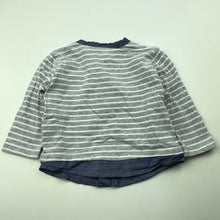 Load image into Gallery viewer, Boys Topomini, grey stripe long sleeve henley top, GUC, size 0,  