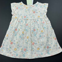 Load image into Gallery viewer, Girls Target, floral cotton frill sleeve dress, NEW, size 00, L: 36cm