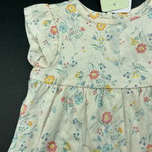 Load image into Gallery viewer, Girls Target, floral cotton frill sleeve dress, NEW, size 00, L: 36cm