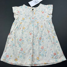 Load image into Gallery viewer, Girls Target, floral cotton frill sleeve dress, NEW, size 00, L: 36cm