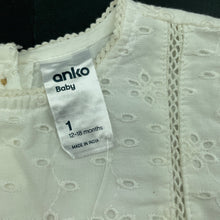 Load image into Gallery viewer, Girls Anko, lined broderie cotton long sleeve top, NEW, size 1,  