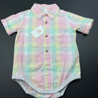 Girls Dymples, checked cotton bodysuit / romper, NEW, size 1,  