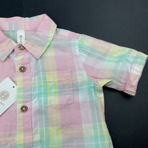 Girls Dymples, checked cotton bodysuit / romper, NEW, size 1,  
