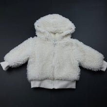 Load image into Gallery viewer, unisex Baby Berry, cream zip up hooded jacket / coat, EUC, size 0,  