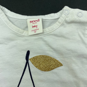 Girls Seed, white cotton t-shirt / top, cherries, FUC, size 00,  
