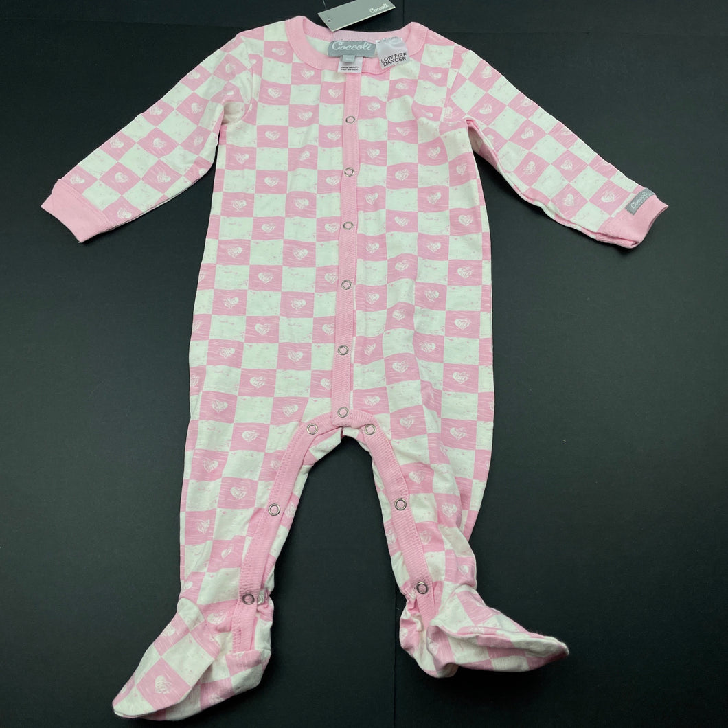 Girls Coccoli, pink & white stretchy coverall / romper, NEW, size 3 months,  
