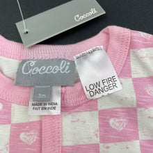 Load image into Gallery viewer, Girls Coccoli, pink &amp; white stretchy coverall / romper, NEW, size 3 months,  