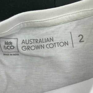 Girls Kids & Co, white Aust cotton t-shirt / top, EUC, size 2,  