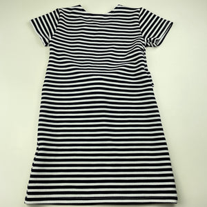 Girls B Collection, navy & white stripe casual dress, FUC, size 5, L: 56cm