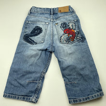 Load image into Gallery viewer, Boys &amp; NOW, embroidered long denim shorts, adjustable, Inside leg: 26cm, FUC, size 5-6,  