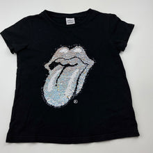 Load image into Gallery viewer, Girls Next, The Rolling Stones flip sequin cotton top, GUC, size 9,  
