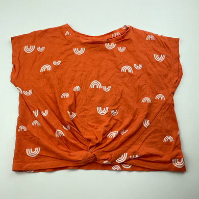 Girls Mango, orange cotton twist front top, EUC, size 8,  