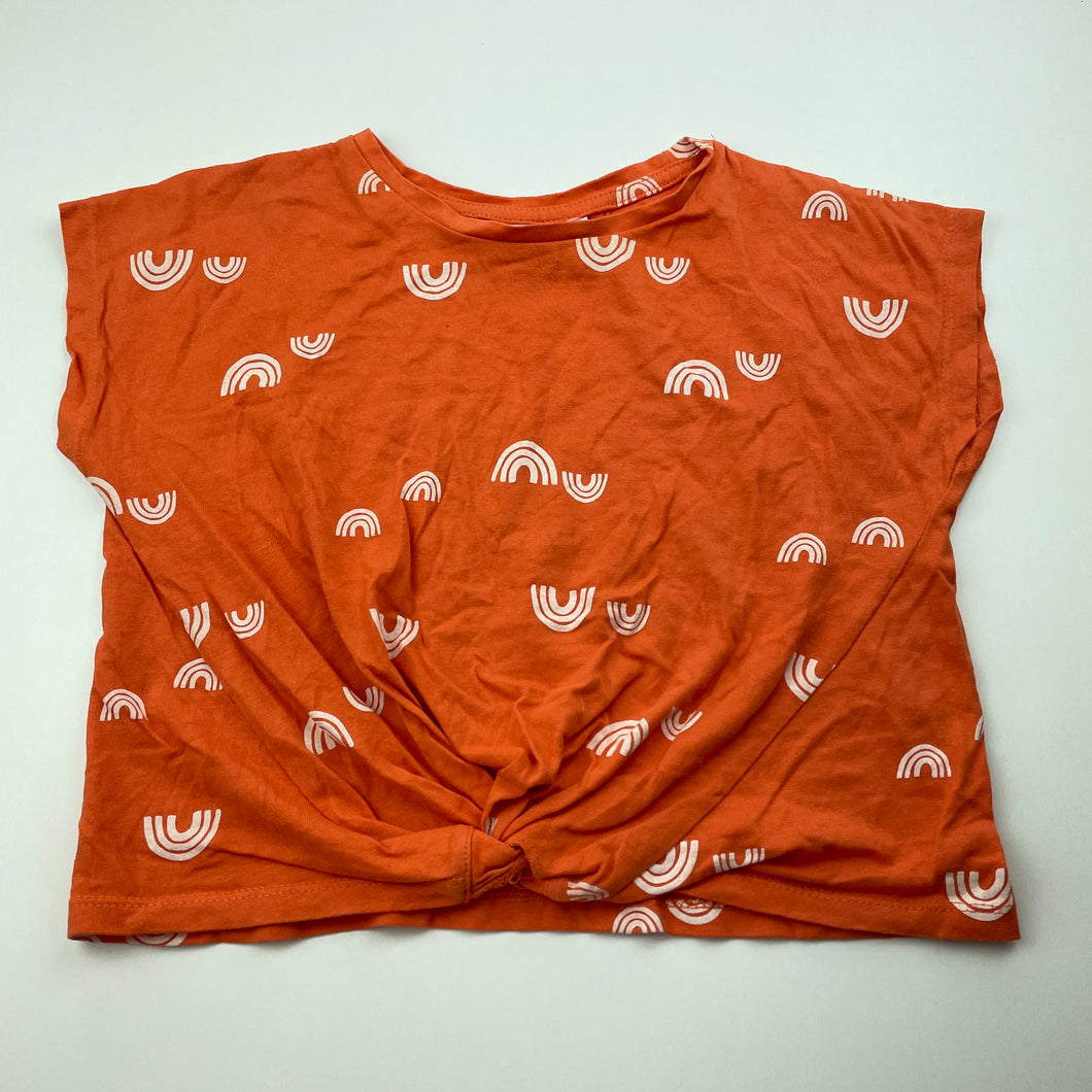 Girls Mango, orange cotton twist front top, EUC, size 8,  