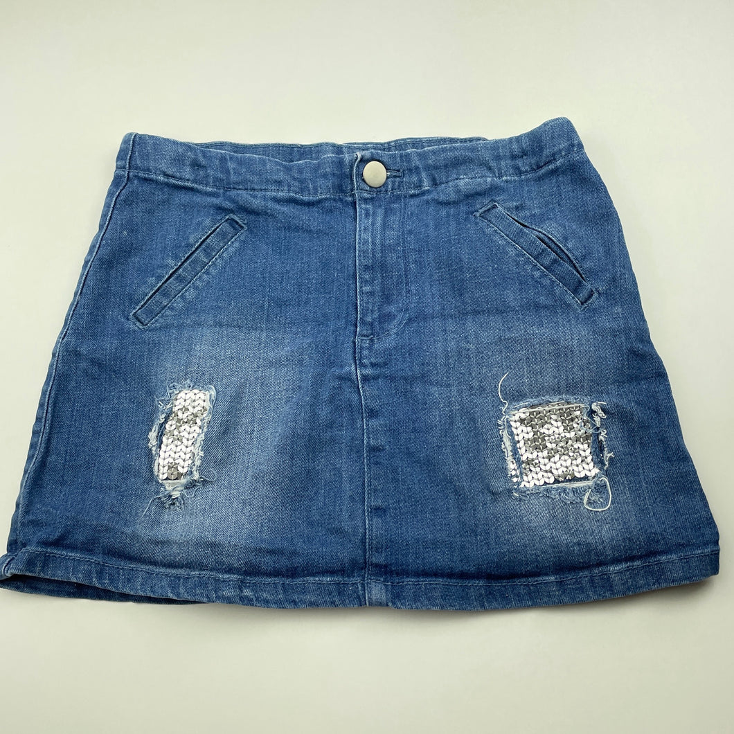 Girls Clothing & Co, stretch denim skirt, adjustable, L: 30cm, GUC, size 12,  