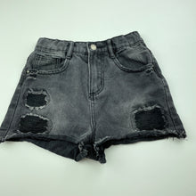 Load image into Gallery viewer, Girls Cotton On, dark distressed denim shorts, adjustable, GUC, size 8,  