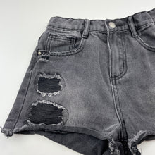 Load image into Gallery viewer, Girls Cotton On, dark distressed denim shorts, adjustable, GUC, size 8,  