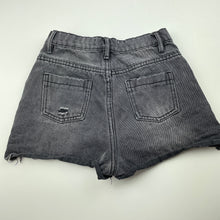 Load image into Gallery viewer, Girls Cotton On, dark distressed denim shorts, adjustable, GUC, size 8,  