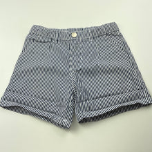 Load image into Gallery viewer, Girls B Collection, navy stripe lightweight cotton shorts, adjustable, FUC, size 6,  