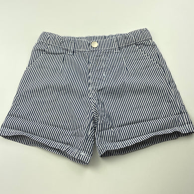 Girls B Collection, navy stripe lightweight cotton shorts, adjustable, FUC, size 6,  