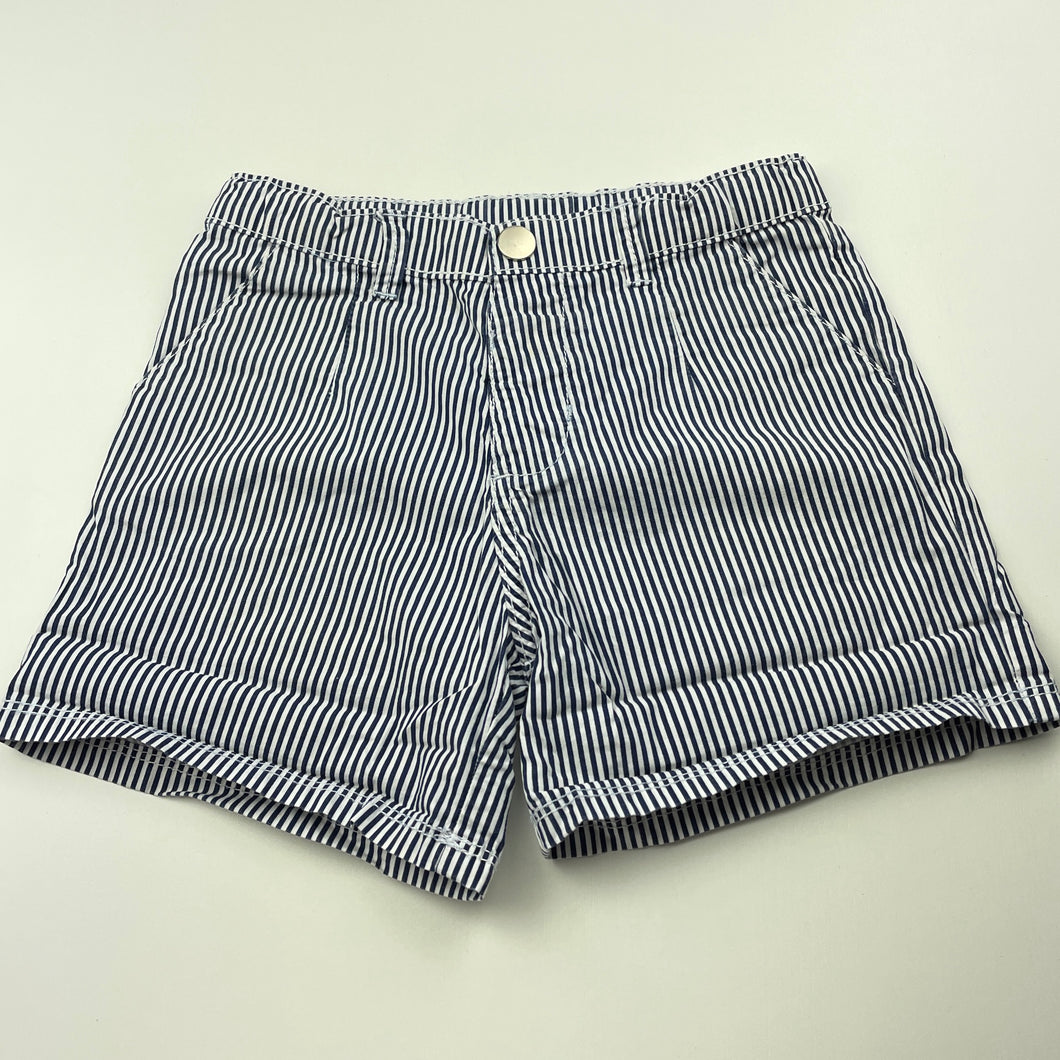 Girls B Collection, navy stripe lightweight cotton shorts, adjustable, FUC, size 6,  