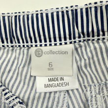 Load image into Gallery viewer, Girls B Collection, navy stripe lightweight cotton shorts, adjustable, FUC, size 6,  