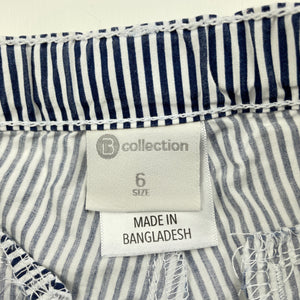 Girls B Collection, navy stripe lightweight cotton shorts, adjustable, FUC, size 6,  