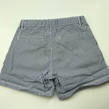 Load image into Gallery viewer, Girls B Collection, navy stripe lightweight cotton shorts, adjustable, FUC, size 6,  