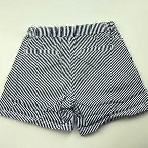 Girls B Collection, navy stripe lightweight cotton shorts, adjustable, FUC, size 6,  