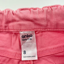 Load image into Gallery viewer, Girls Anko, pink stretch cotton shorts, adjustable, FUC, size 8,  