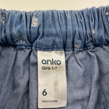Load image into Gallery viewer, Girls Anko, chambray cotton shorts, elasticated, FUC, size 6,  