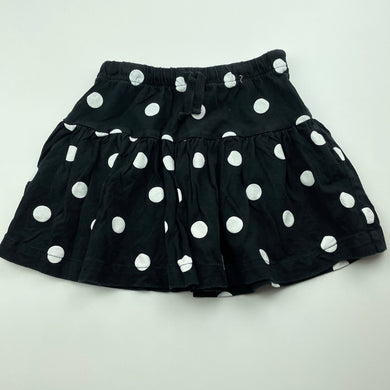 Girls Cotton On, black & white spot cotton skirt, elasticated, L: 27cm, GUC, size 5,  