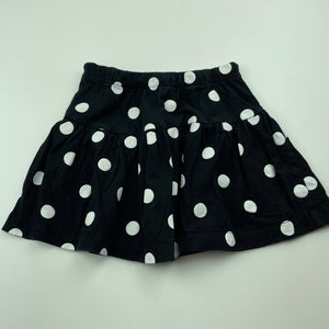 Girls Cotton On, black & white spot cotton skirt, elasticated, L: 27cm, GUC, size 5,  