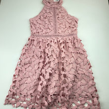 Load image into Gallery viewer, Girls SHEIN, lined pink lace party dress, GUC, size 9, L: 75cm