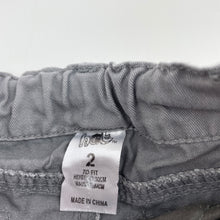 Load image into Gallery viewer, Boys H&amp;T, grey cotton casual pants, adjustable, Inside leg: 34.5cm, FUC, size 2,  