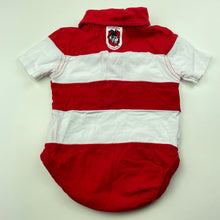Load image into Gallery viewer, unisex NRL Mascots, St George Dragons cotton bodysuit / romper, EUC, size 00,  