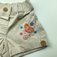 Load image into Gallery viewer, Girls Target, embroidered cotton shorts, elasticated, EUC, size 000,  