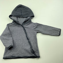 Load image into Gallery viewer, unisex Cotton On, navy stripe stretchy long sleeve hooded top, GUC, size 0000,  