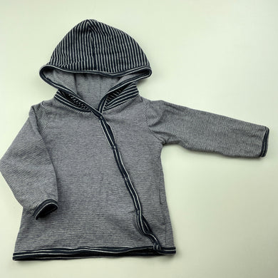 unisex Cotton On, navy stripe stretchy long sleeve hooded top, GUC, size 0000,  