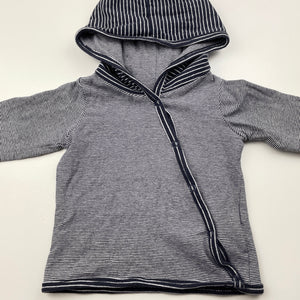 unisex Cotton On, navy stripe stretchy long sleeve hooded top, GUC, size 0000,  