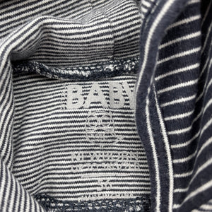 unisex Cotton On, navy stripe stretchy long sleeve hooded top, GUC, size 0000,  