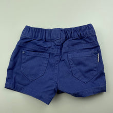 Load image into Gallery viewer, unisex TheKidStore, blue stretch cotton shorts, elasticated, FUC, size 000,  