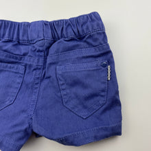 Load image into Gallery viewer, unisex TheKidStore, blue stretch cotton shorts, elasticated, FUC, size 000,  