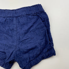 Load image into Gallery viewer, Girls Dymples, lined broderie cotton shorts, elasticated, GUC, size 0,  