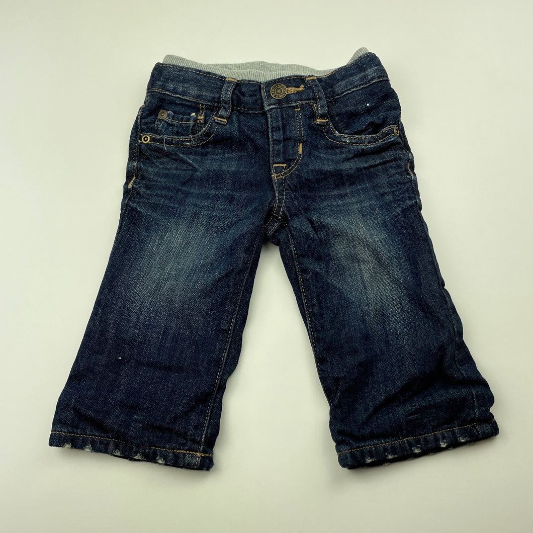 Boys GAP, lined blue denim pants, elasticated, EUC, size 00,  
