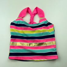 Load image into Gallery viewer, Girls Wave Zone, colourful striped swim top, EUC, size 3,  
